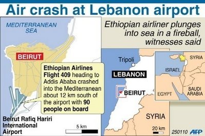 ethipia airline crash, lebanon ethipia airline crash, lebanon