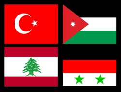 flags lebanon syria jordan turkey