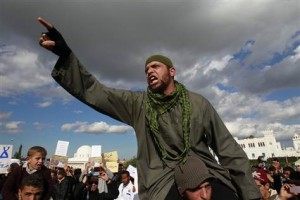 tunisia protest protester shouts