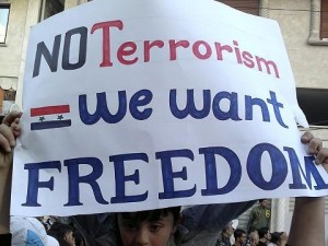 anti assad protest 0419 - no terrorism