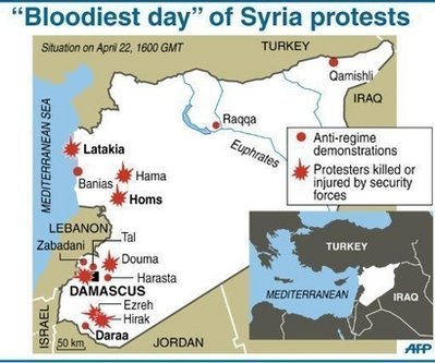 Map locating the main protests