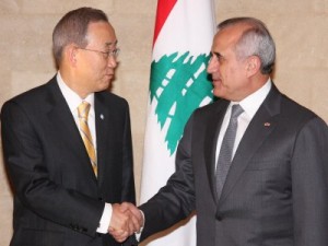 United Nations chief Ban Ki-moon who is in Lebanon on an official ...