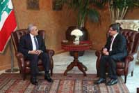 turkish fm Davutoglu with president suleiman